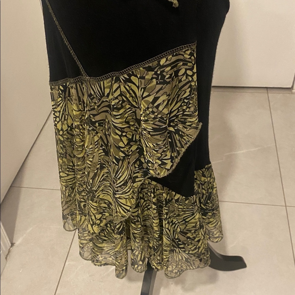 TANGO MANGO Summer sleeveless Black & Green Ruffle Dress Size Medium - Picture 8 of 16